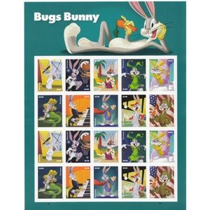 100 Bugs Bunny 80th Bday 2020 Forever Postage Stamps USPS Mail Warner Brothers